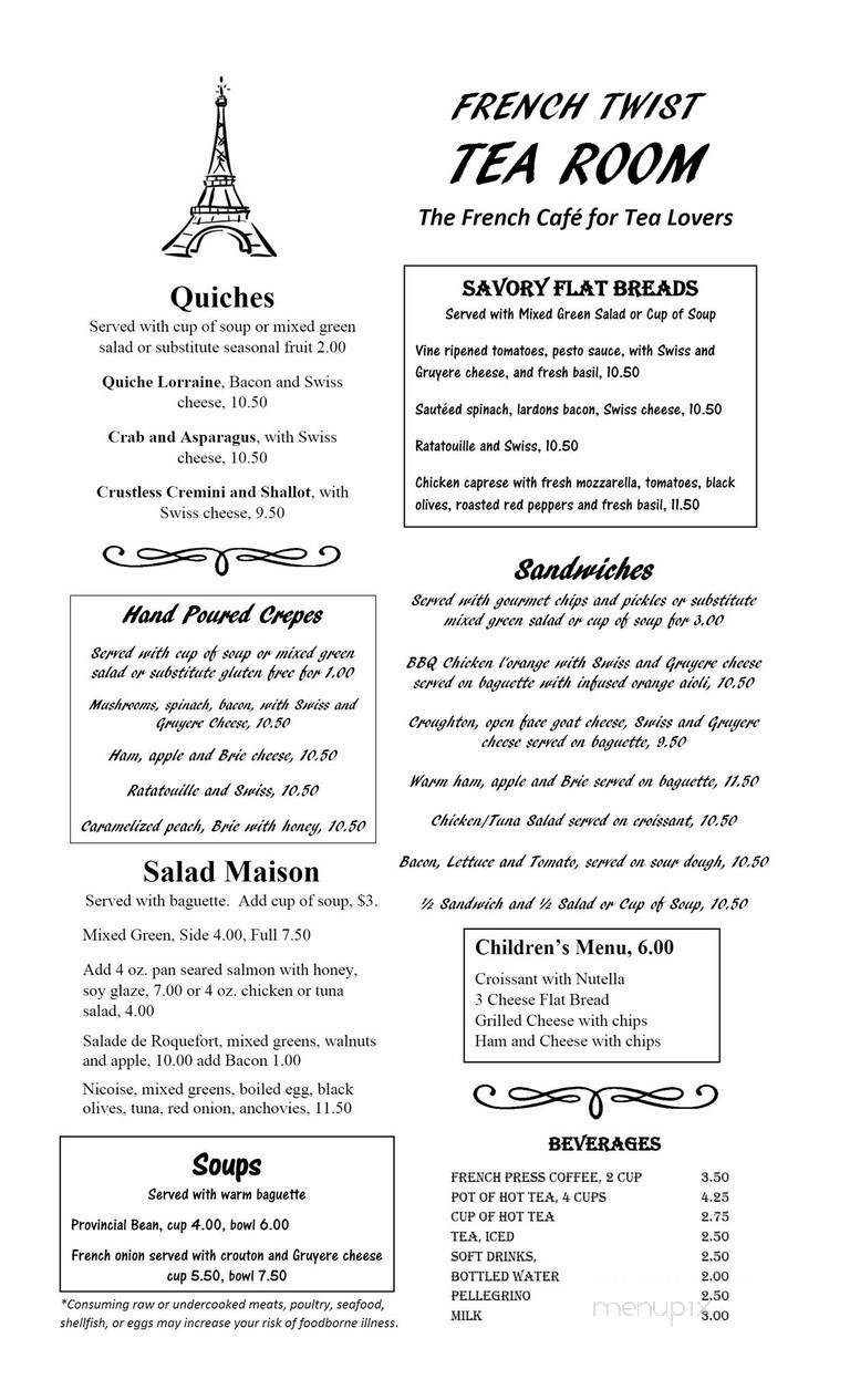 French Twist Tea Room - Myrtle Beach, SC menu_pic