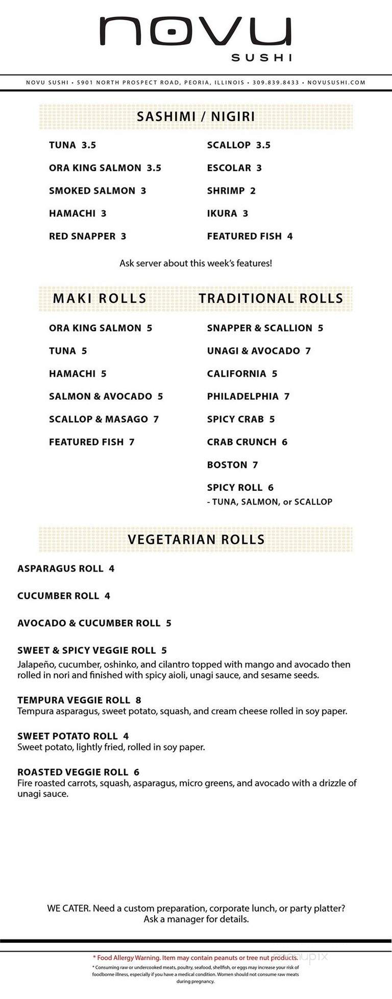 Novu Sushi - Peoria, IL menu_pic