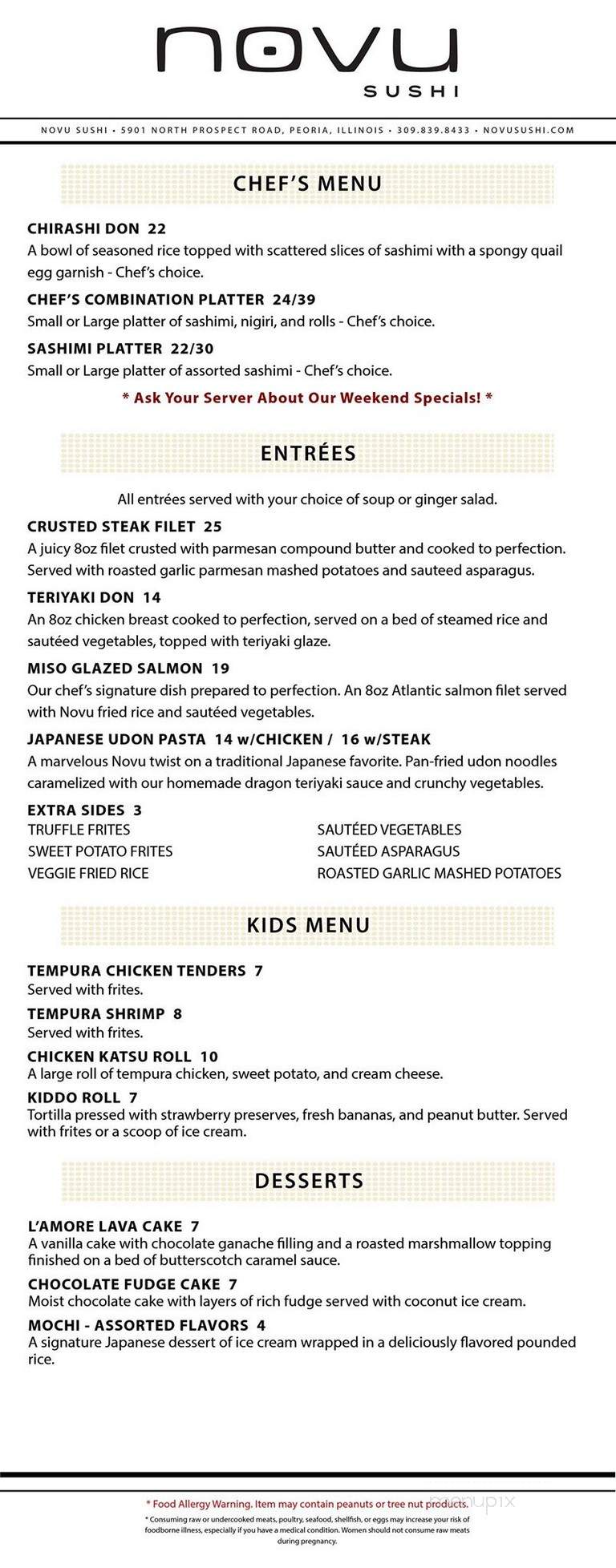 Novu Sushi - Peoria, IL menu_pic