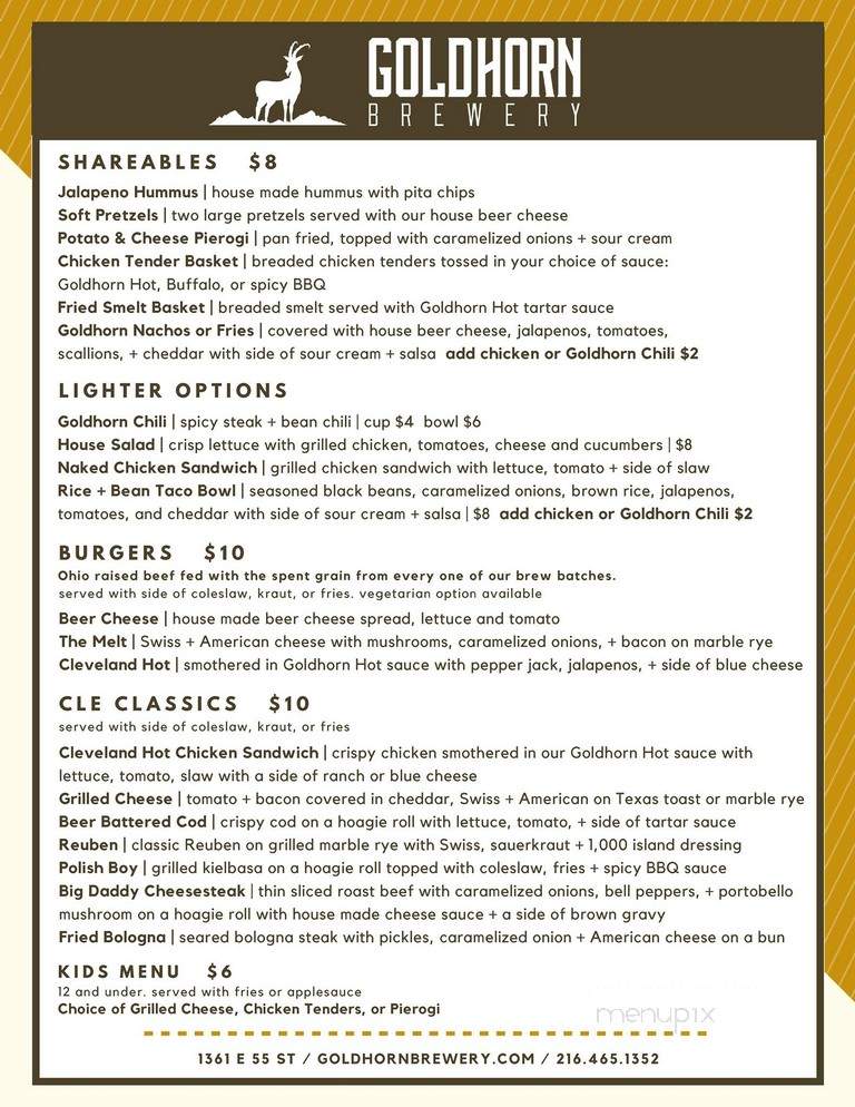 Goldhorn Brewery - Cleveland, OH menu_pic