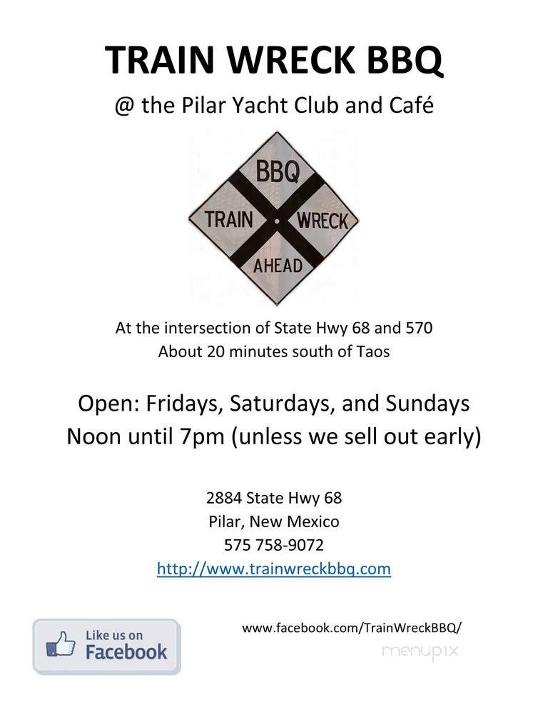 Train Wreck BBQ - Pilar, NM menu_pic