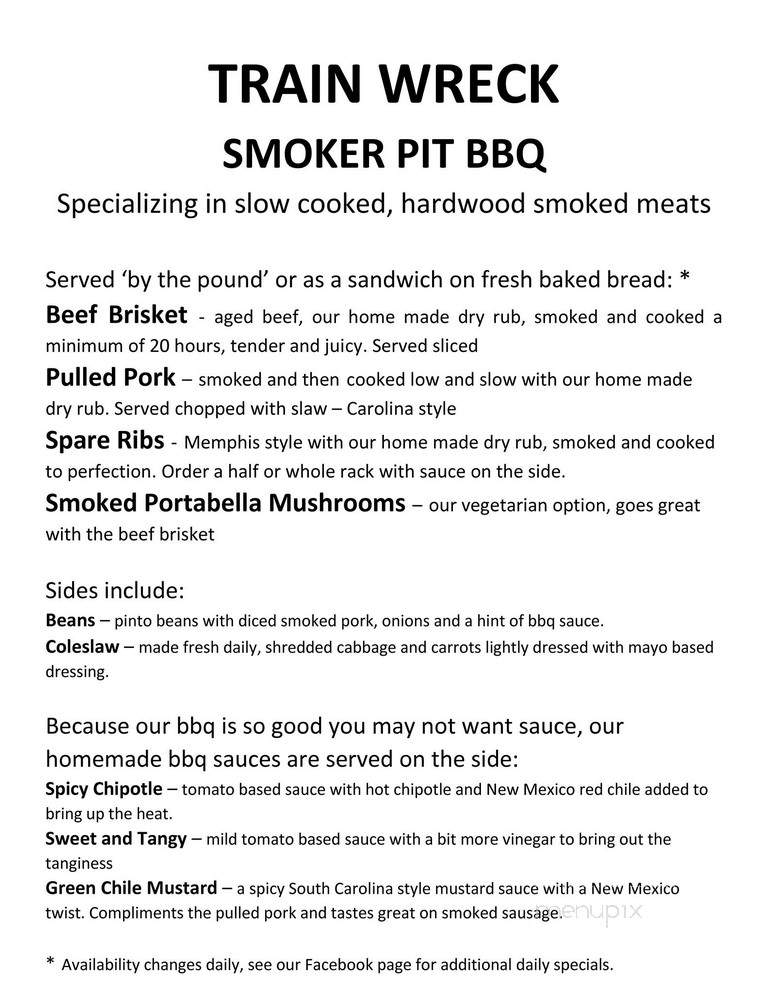 Train Wreck BBQ - Pilar, NM menu_pic