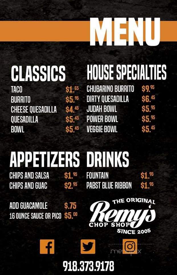 Remy's Chop Shop - Pryor, OK menu_pic