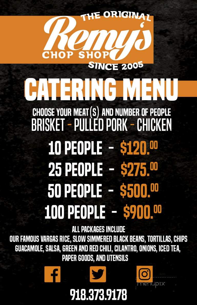 Remy's Chop Shop - Pryor, OK menu_pic
