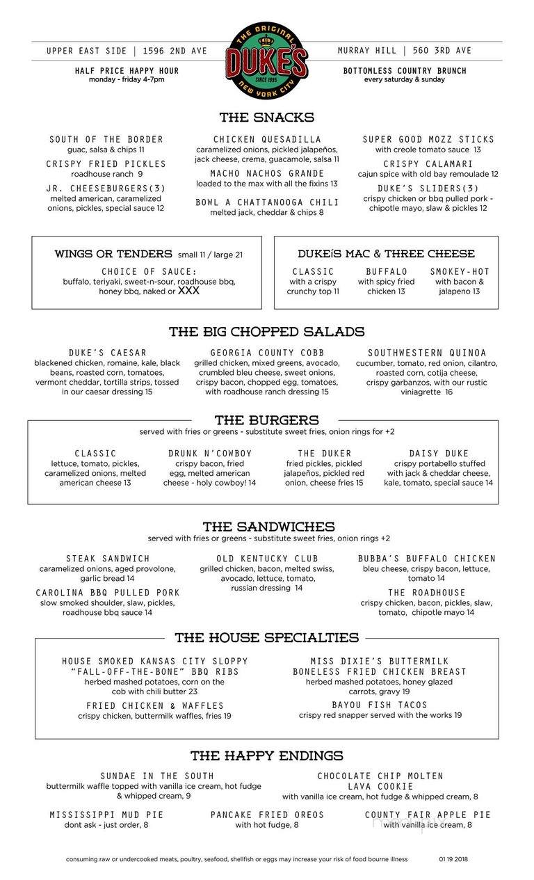 Duke's - New York, NY menu_pic