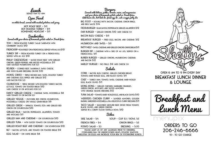 Shelly's Breakfast Lunch Dinner & Lounge - Burien, WA menu_pic