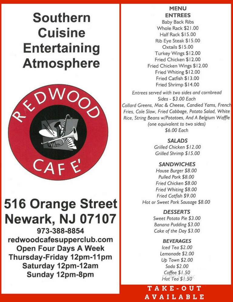 The Redwood Cafe Supper Club - Newark, NJ menu_pic