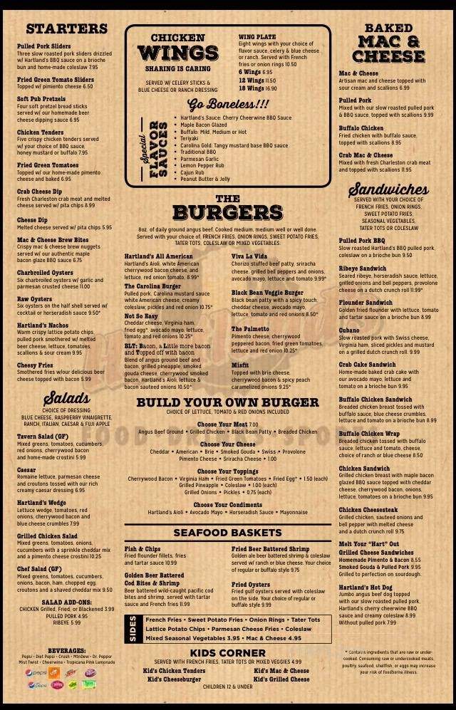 Hartlands Bar - Rock Hill, SC menu_pic