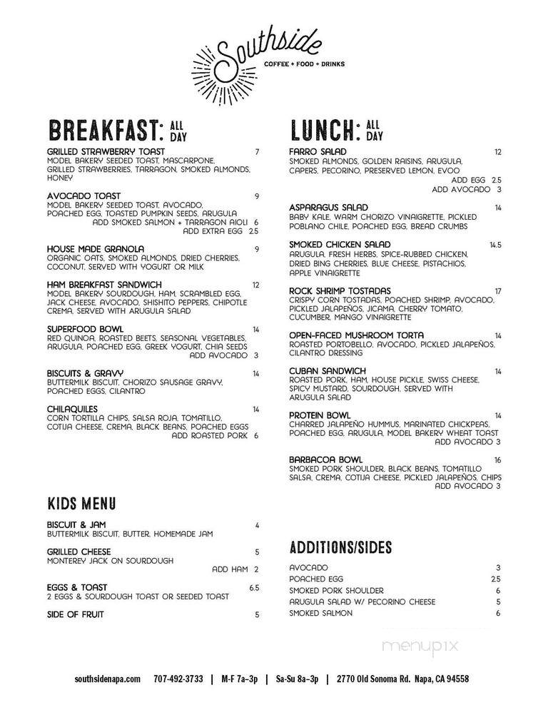 Southside Cafe - Napa, CA menu_pic
