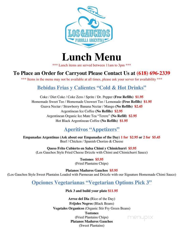 Los Gauchos Parrilla Argentina - Scott AFB, IL menu_pic