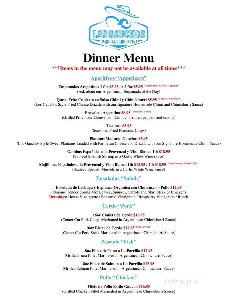 Los Gauchos Parrilla Argentina - Scott AFB, IL menu_pic