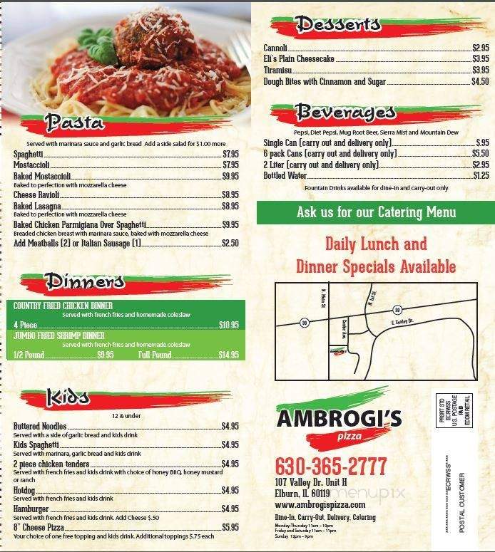 Ambrogi's Pizza - Elburn, IL menu_pic