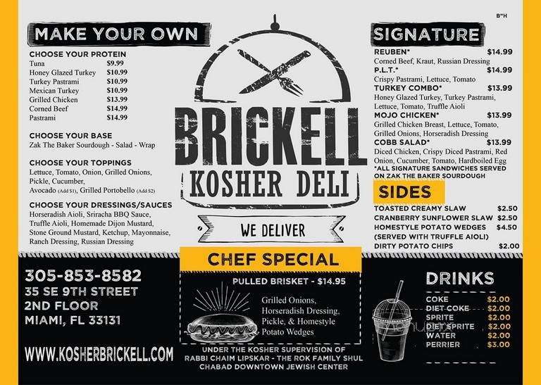 Brickell Kosher Deli - Miami, FL menu_pic