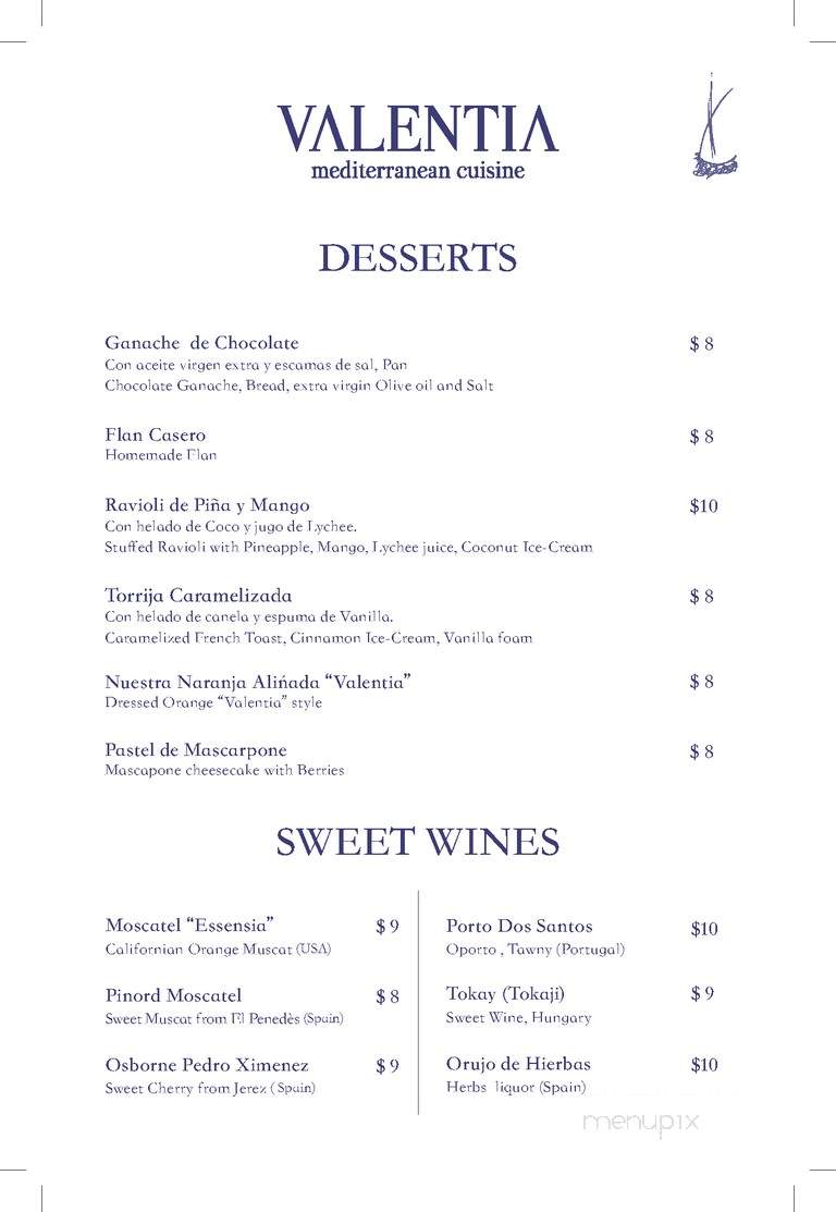 Valentia Mediterranean - Miami, FL menu_pic