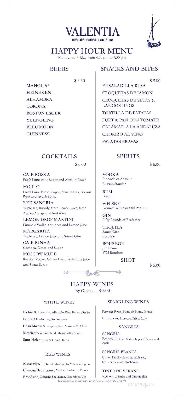 Valentia Mediterranean - Miami, FL menu_pic