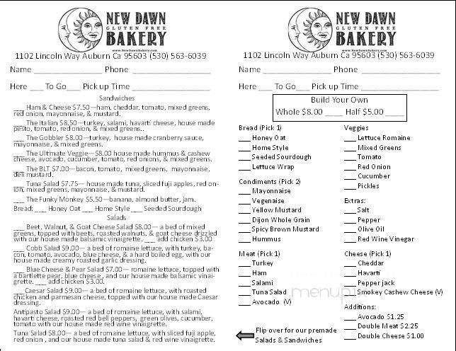 New Dawn Bakery - Auburn, CA menu_pic