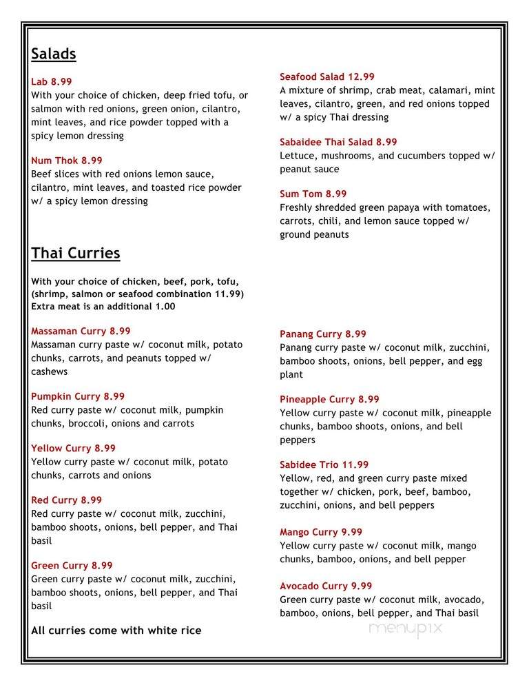 Sabaidee Thai Cuisine - Lehi, UT menu_pic