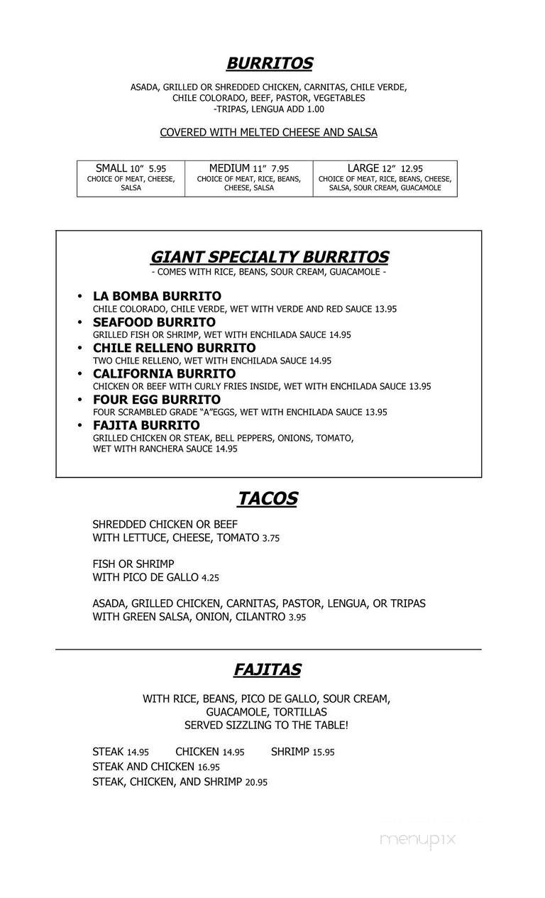 La Vida Roca - Morro Bay, CA menu_pic