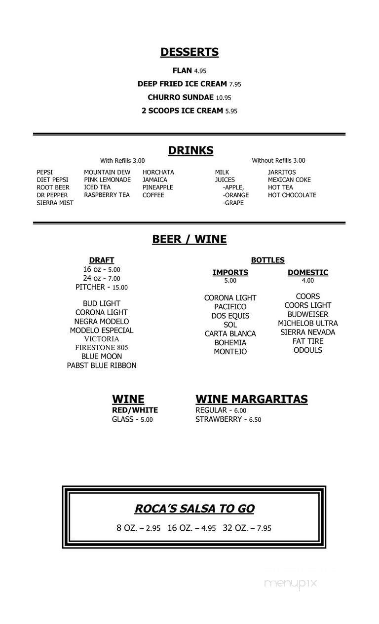 La Vida Roca - Morro Bay, CA menu_pic