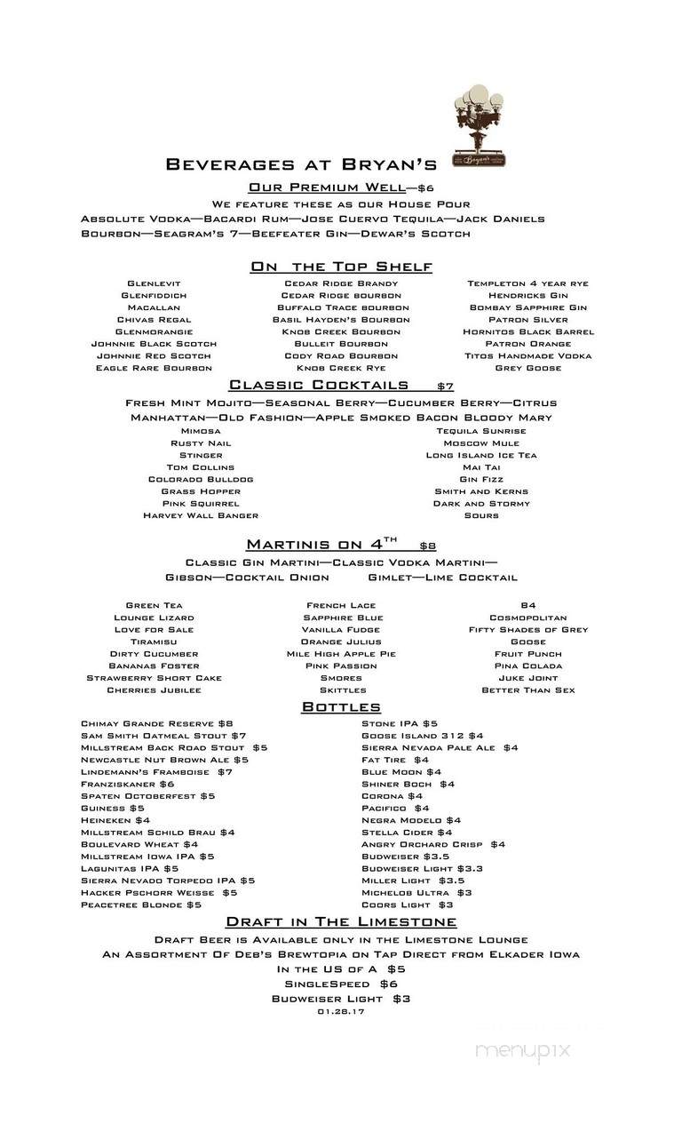 Bryan's On 4th - Waterloo, IA menu_pic