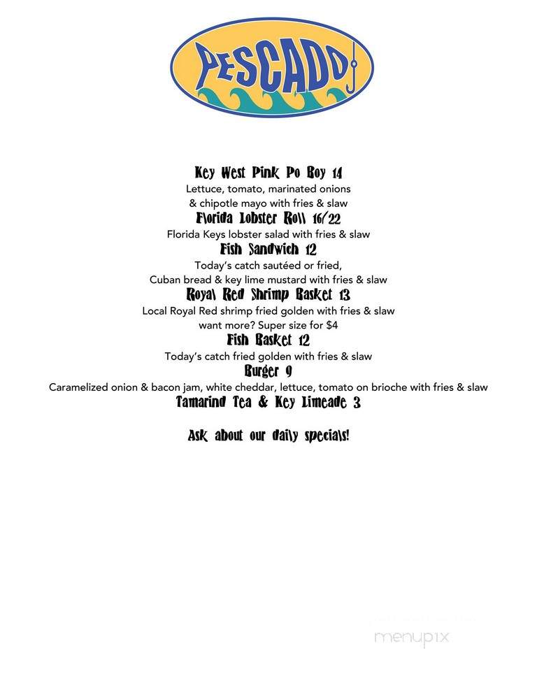 Pescado - Key West, FL menu_pic