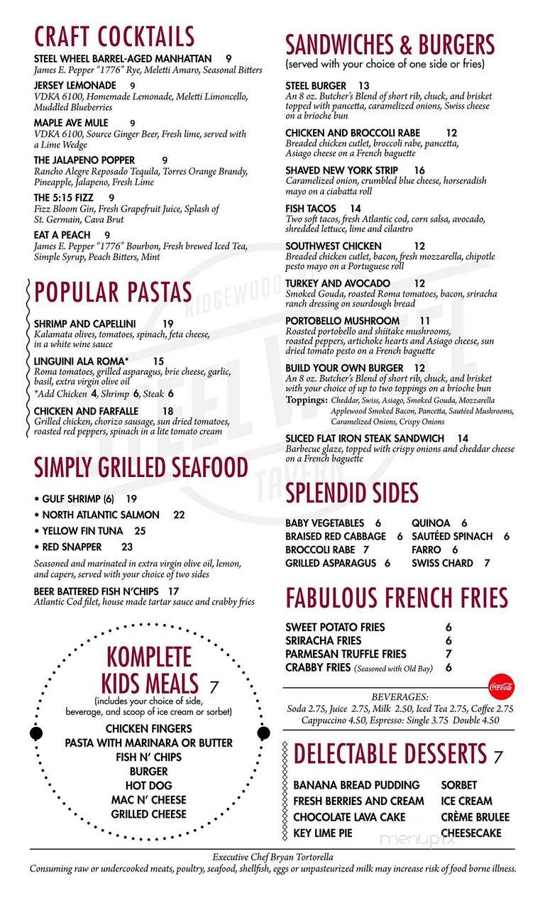 Steel Wheel Tavern - Ridgewood, NJ menu_pic