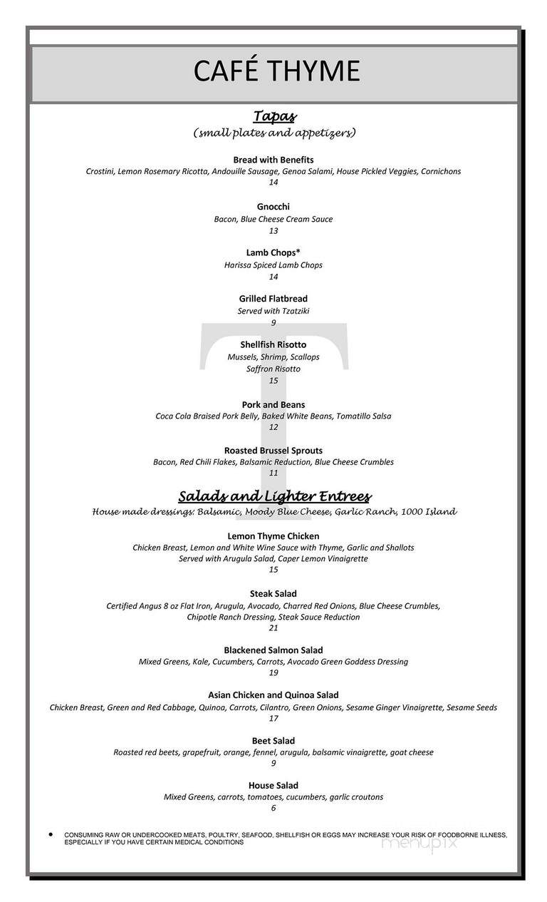 Cafe Thyme - Gilroy, CA menu_pic