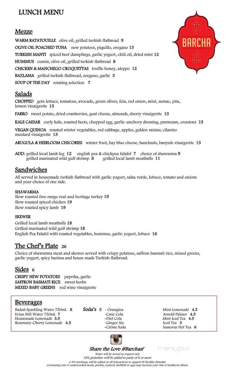 Barcha - San Francisco, CA menu_pic
