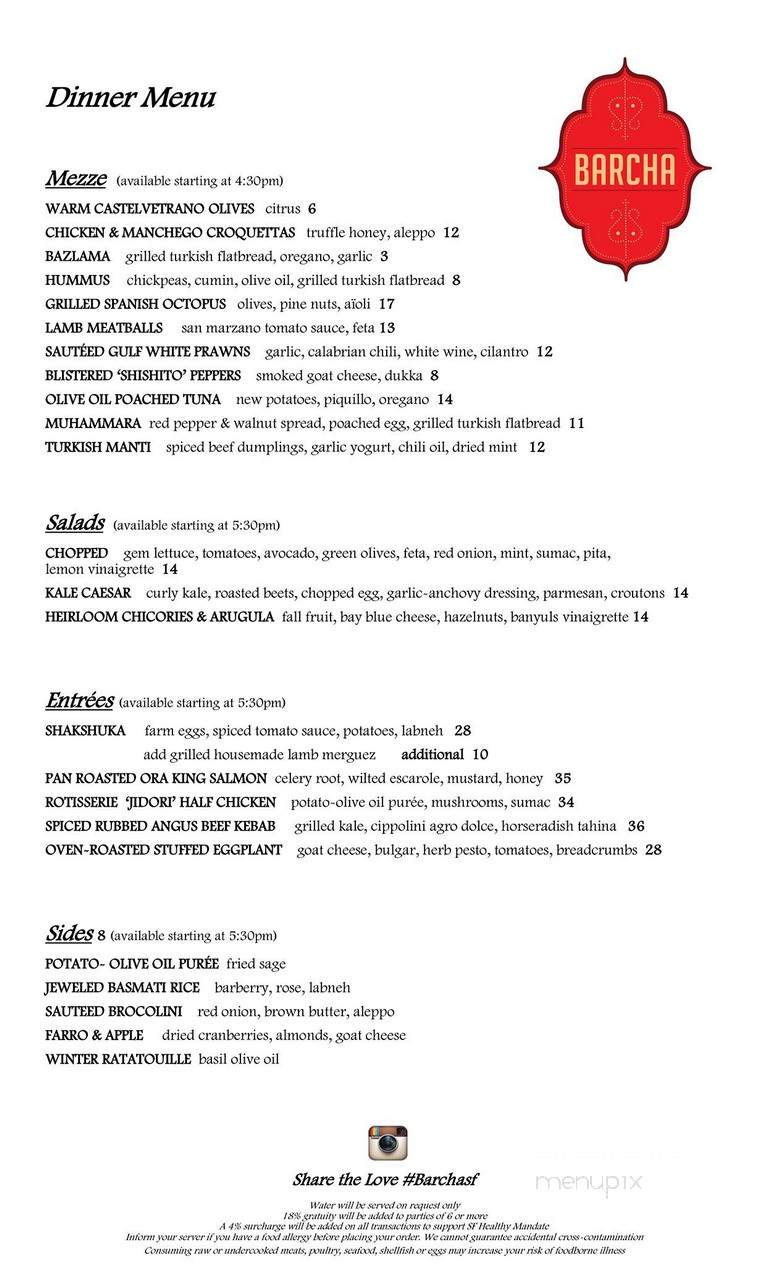 Barcha - San Francisco, CA menu_pic