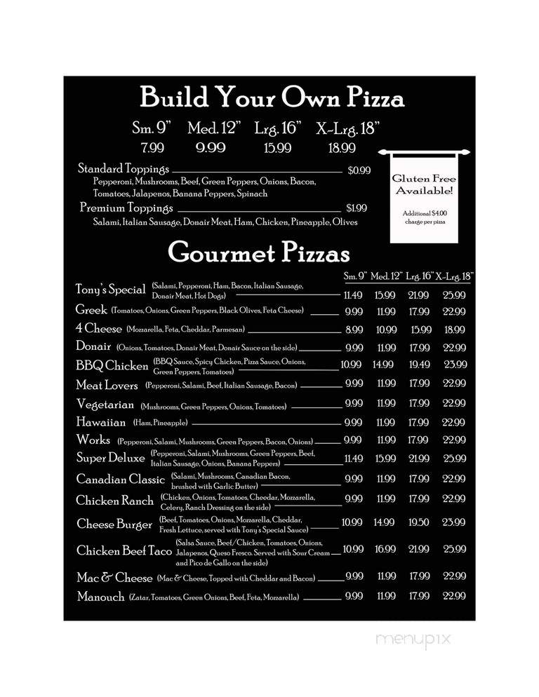 Tony's Pizzeria - Houston, TX menu_pic