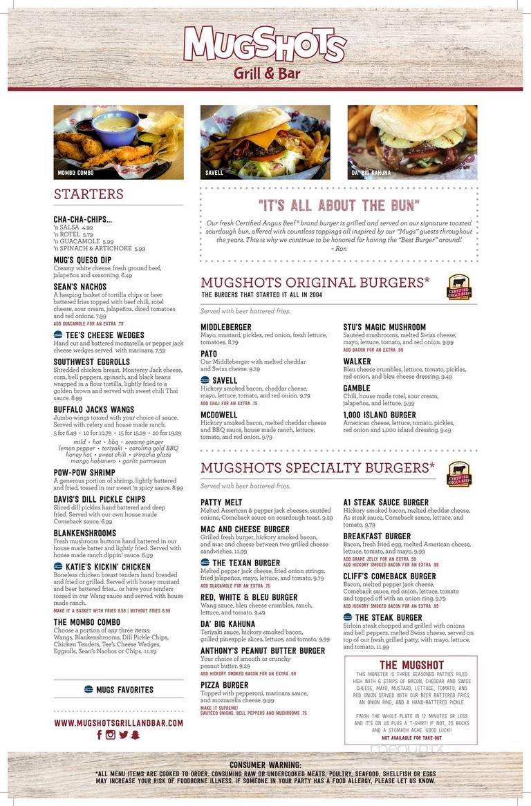 Mugshots Grill & Bar - Daphne, AL menu_pic