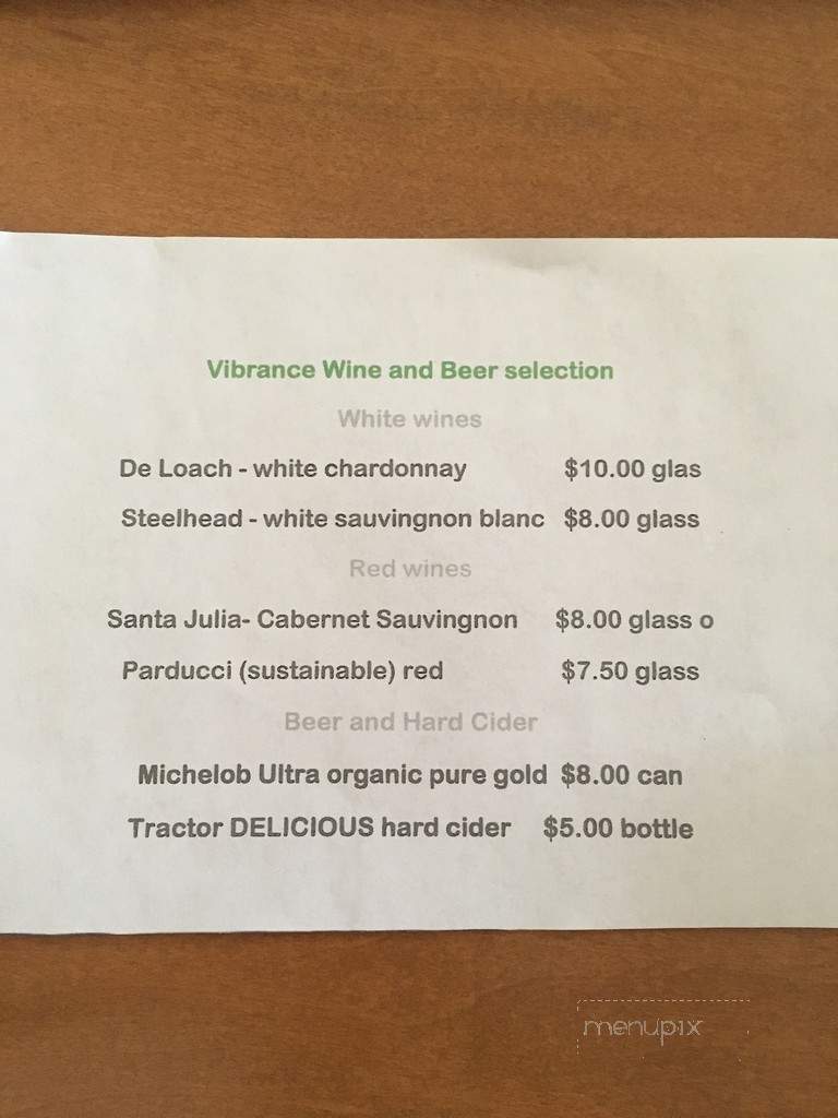 Vibrance - Albuquerque, NM menu_pic