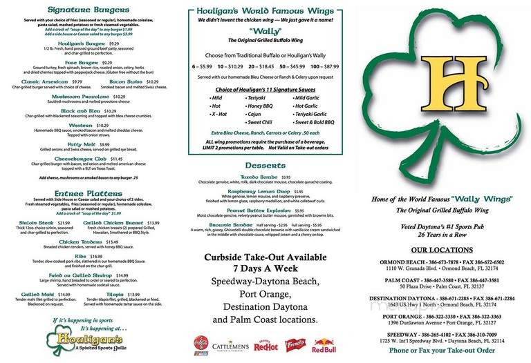 Houligan's A Spirited Sports Grille - Daytona Beach, FL menu_pic