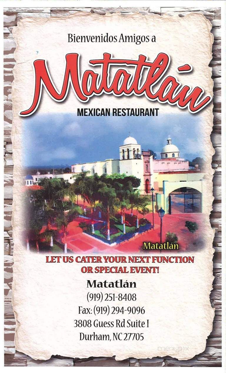 Matatlan Mexican Restaurant - Durham, NC menu_pic