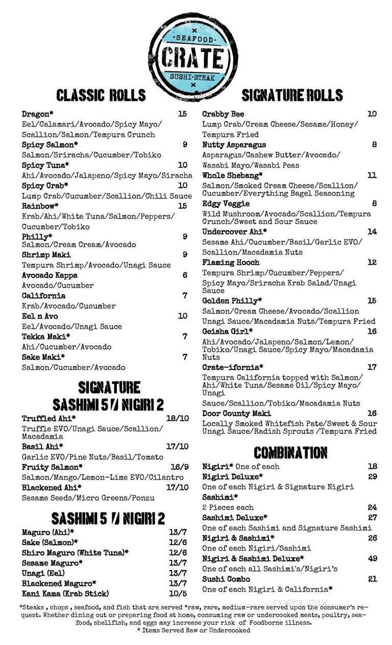 Crate - Sturgeon Bay, WI menu_pic