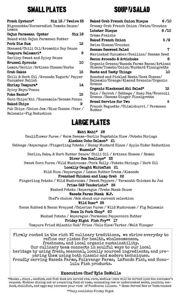 Crate - Sturgeon Bay, WI menu_pic