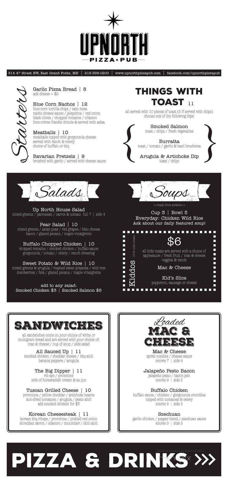 Up North Pizza Pub - East Grand Forks, MN menu_pic