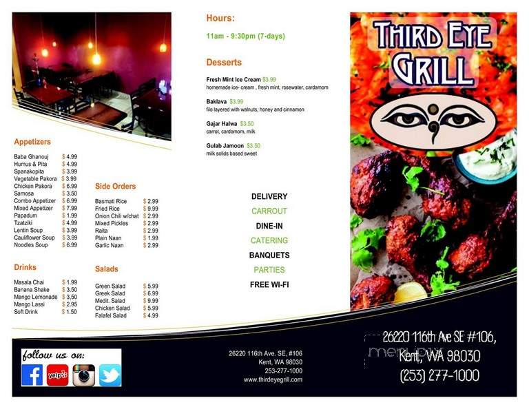 Third Eye Grill - Kent, WA menu_pic