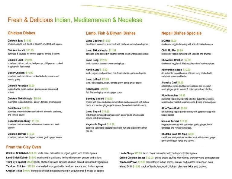 Third Eye Grill - Kent, WA menu_pic