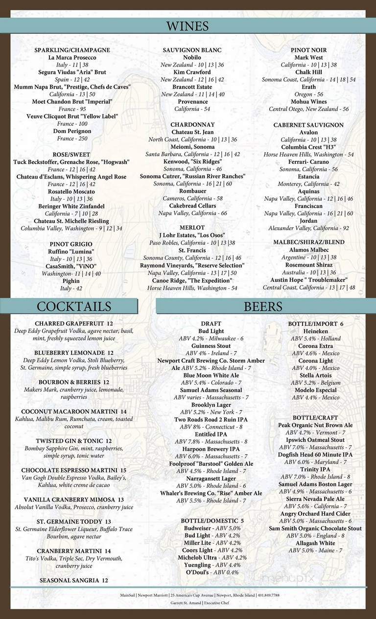 MainSail - Newport, RI menu_pic