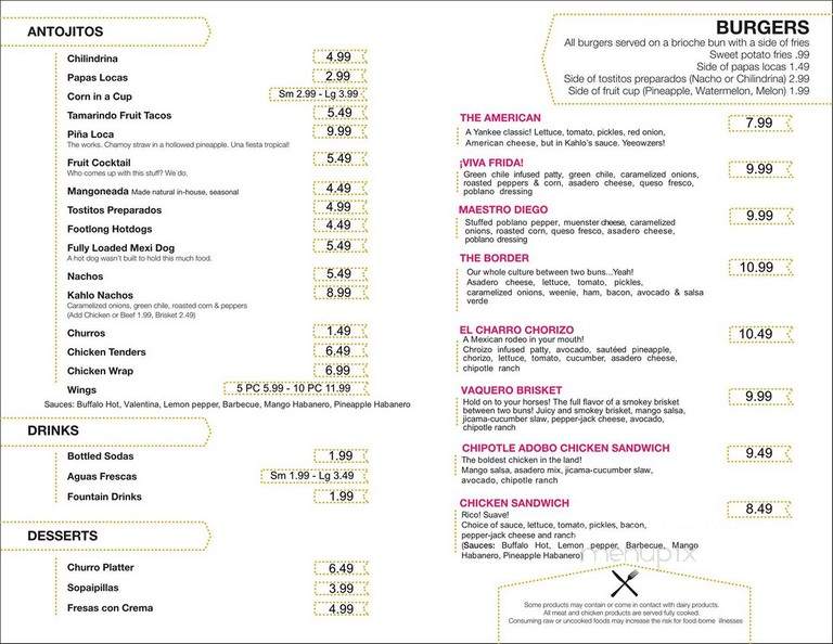 Kahlo Kitchen - El Paso, TX menu_pic