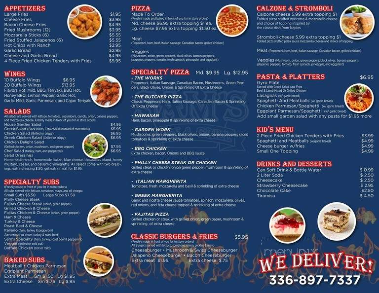 Sam's Oven & Grill - Greensboro, NC menu_pic