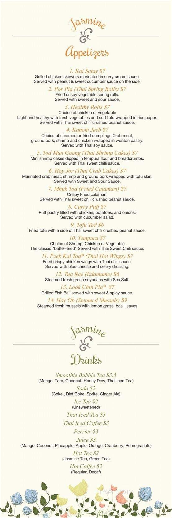 Jasmine Thai Restaurant & Lounge - Wilkes-Barre, PA menu_pic