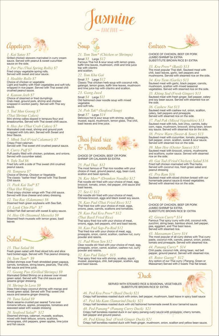 Jasmine Thai Restaurant & Lounge - Wilkes-Barre, PA menu_pic