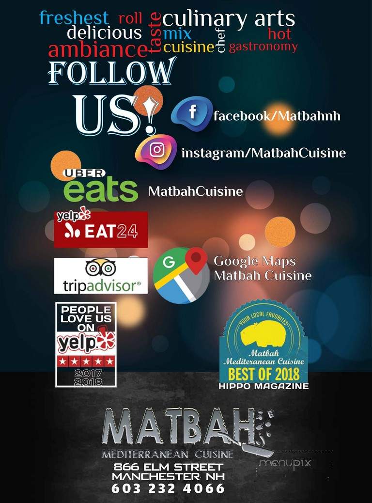 Matbah Mediterranean Cuisine - Manchester, NH menu_pic