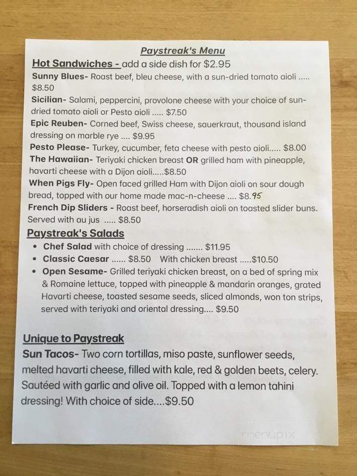 Paystreak Brewing - Etna, CA menu_pic
