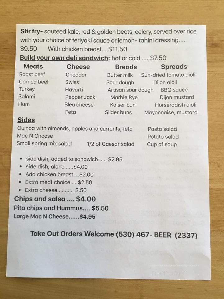 Paystreak Brewing - Etna, CA menu_pic