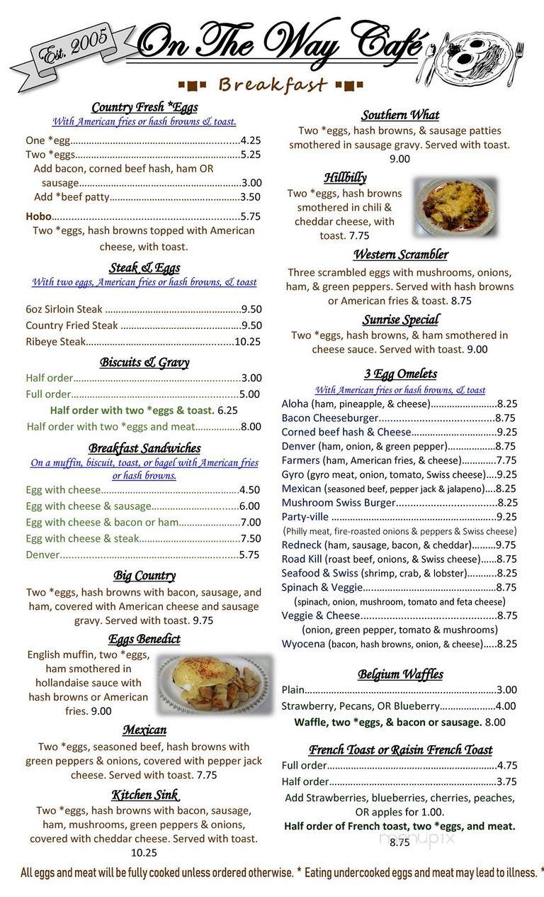 On The Way Cafe - Mequon, WI menu_pic