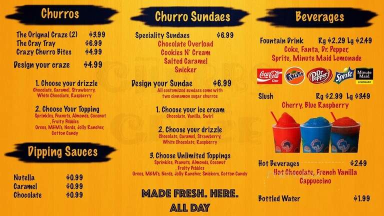 Churro Craze - West Covina, CA menu_pic