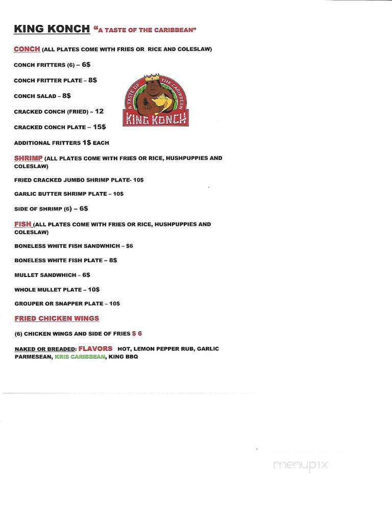 King Konch - Tallahassee, FL menu_pic